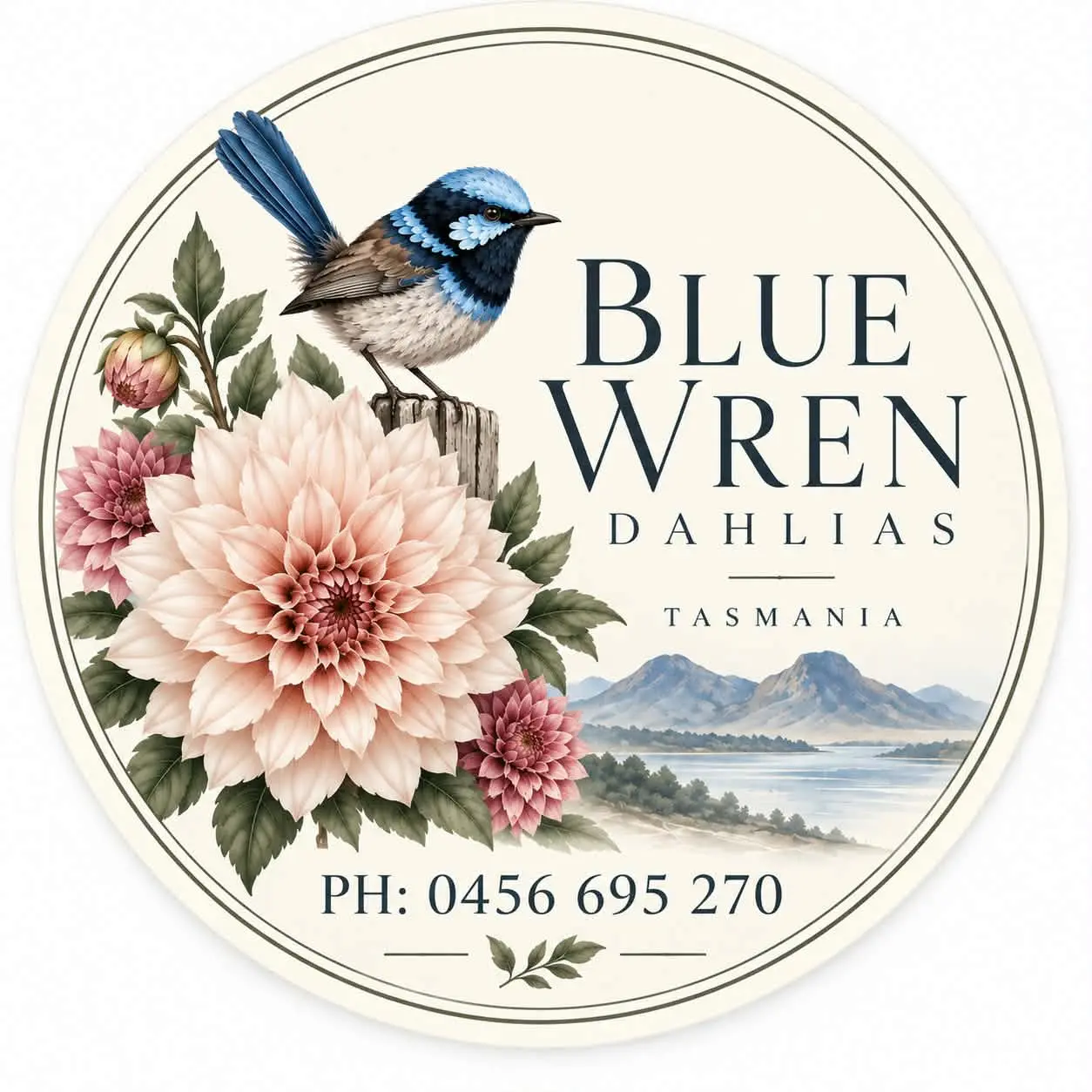 Blue Wren Dahlias logo